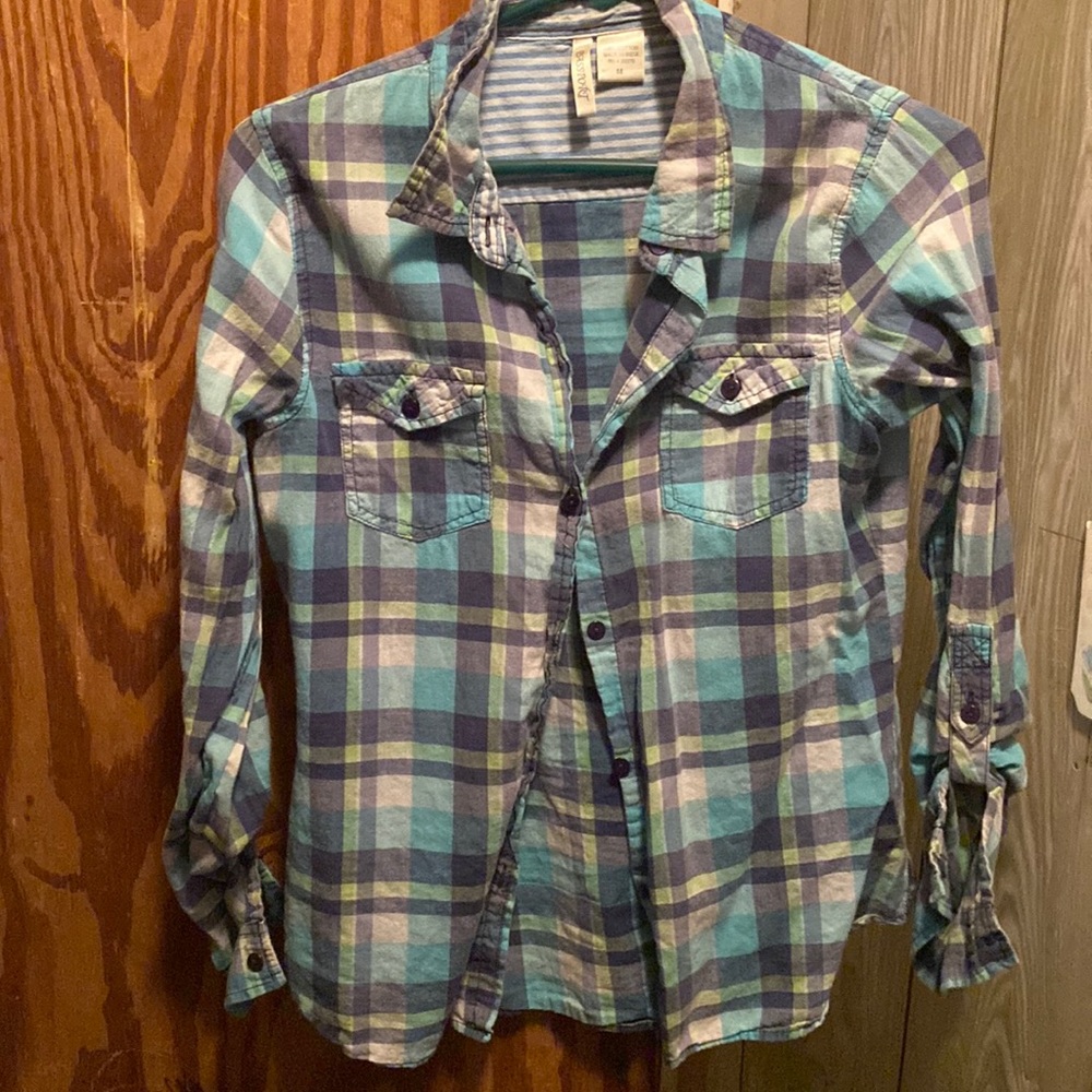 Blue Plaid Button Up Shirt